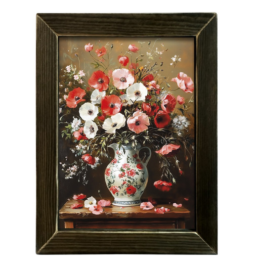 HMK662L Vintage Red Flowers