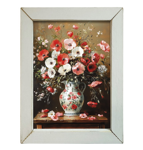 HMK662L Vintage Red Flowers