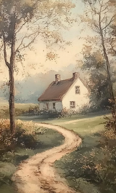 HMK647A Vintage Cottage Scene Arch Frame