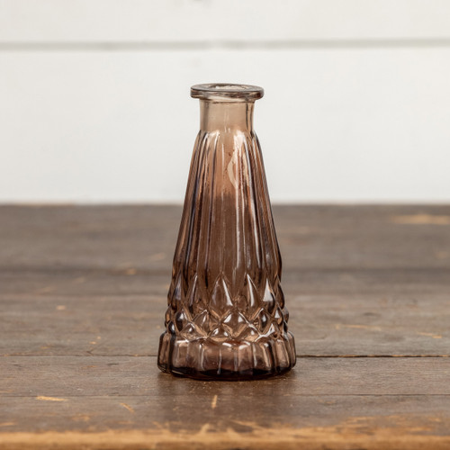 5" AMBER TAPERED GLASS BUD VASE