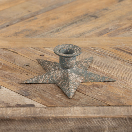 RUSTIC STAR TAPER CANDLE HOLDER