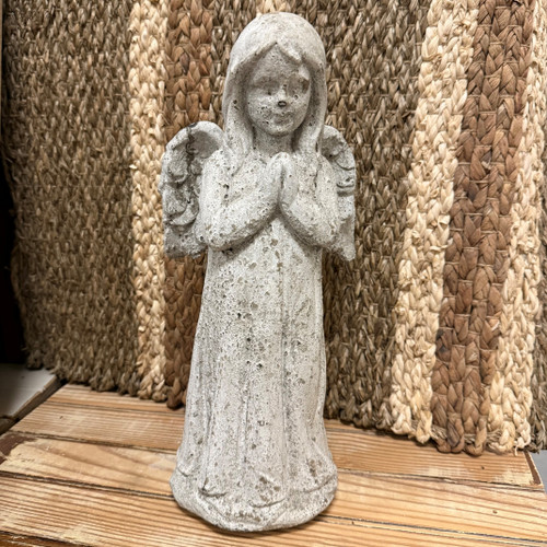 13.75"H CEMENT PRAYING ANGEL