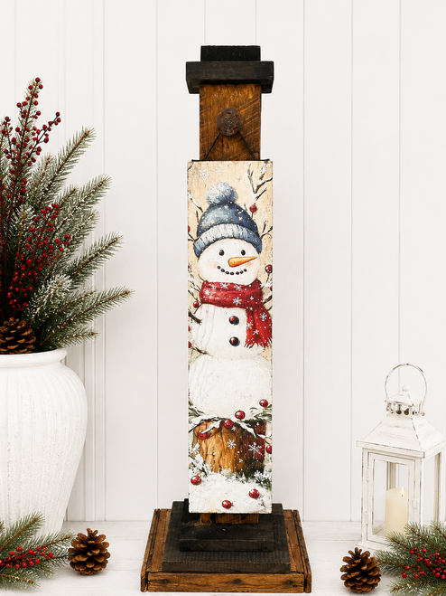 HMK1208P Snowman Blue Hat Porch Sign