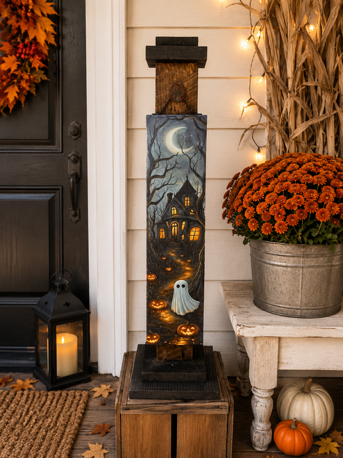 HMK1244P Spooky Ghost House Porch Sign