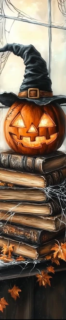 HMK1249P Jack O Lantern Books Porch Sign