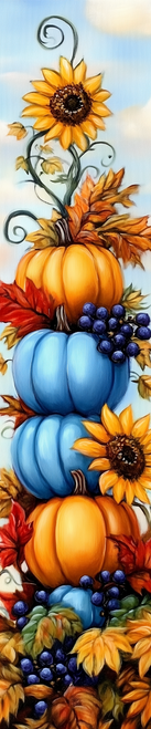 HMK1252P Blue Pumpkin Stack Porch Sign