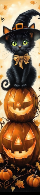 HMK1255P Black Cat Pumpkins Porch Sign