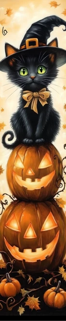 HMK1255P Black Cat Pumpkins Porch Sign