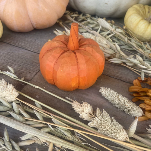 Wide Orange 3D Carved Pumpkin