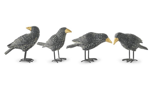 ASST BLACK RESIN CROWS W/GOLD BEAK & METAL FEET (EACH)