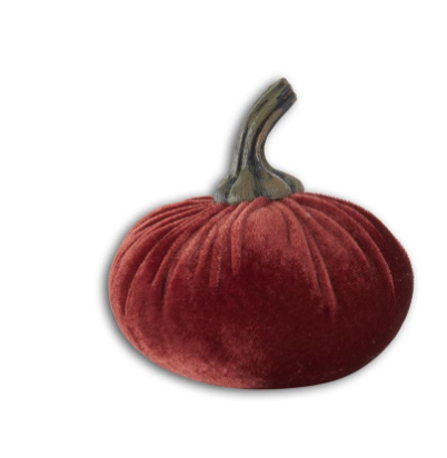 4.25in RUST VELVET STUFFED PUMPKIN