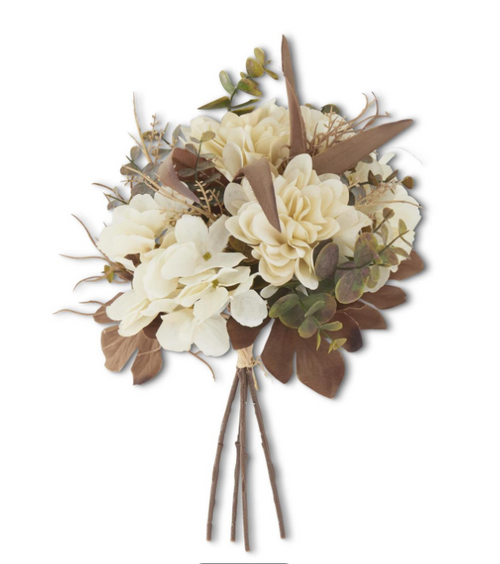 14in CREAM FAUX DRIED FLORAL BUNDLE (4 STEMS)