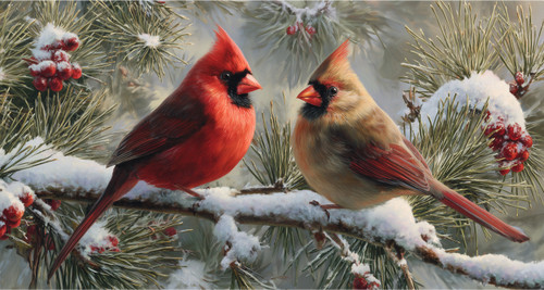 HMK1273L Two Cardinals in Pine