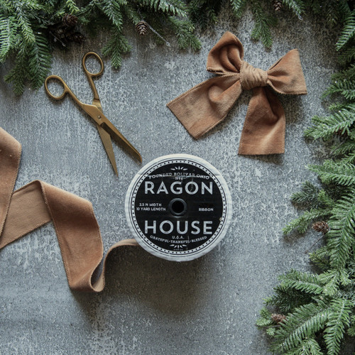 2.5" TAN UNWIRED VELVET RIBBON