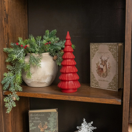 10.75" RED MERRY TREE