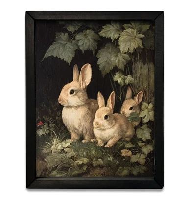 LUX1208 Three Woodland Rabbits Box Frame