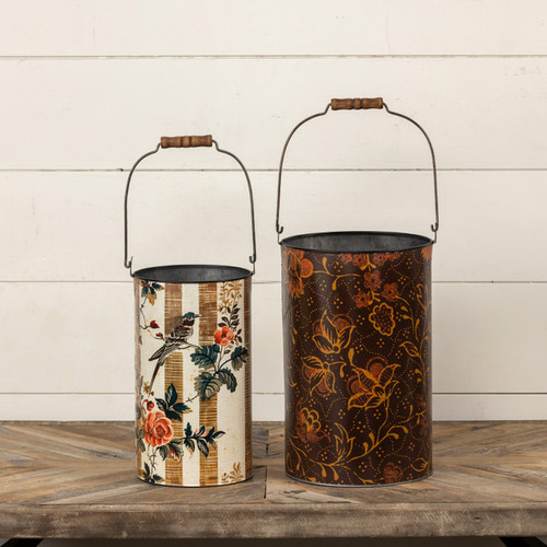 VICTORIAS TERRACE METAL BUCKETS SET/2