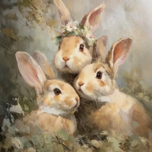 HMK1354 Three Painted Bunnies Box Frame