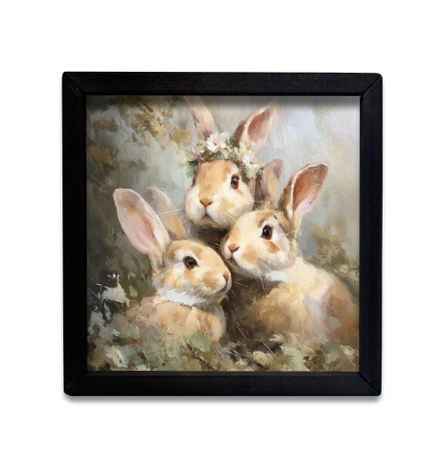 HMK1354 Three Painted Bunnies Box Frame