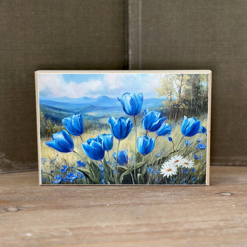 HMK1372B Blue Tulips Block