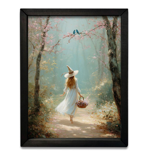 HMK1374 Cherry Blossom Witch Box Frame - Enchanting Handmade Art