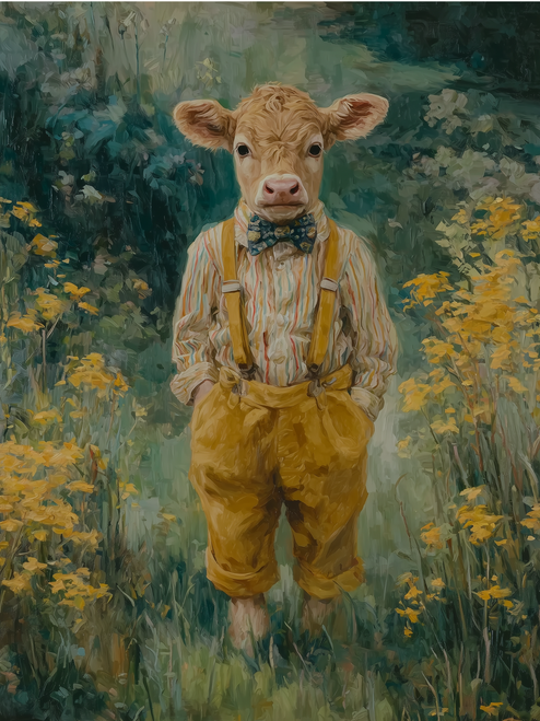 HMK1457 Handsome Bull in Bibs Box Frame