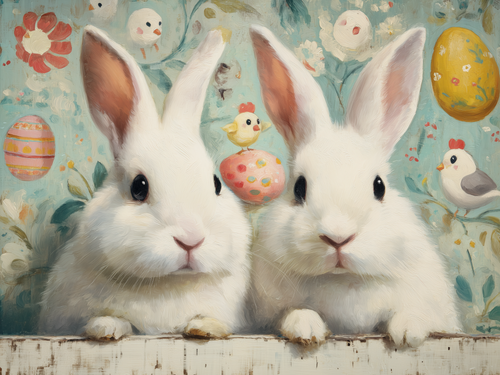 HMK1491B Two Bunny Besties Block