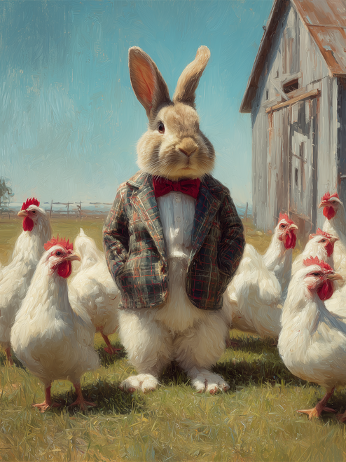 HMK1497B Sir Rabbit and Chickens Block