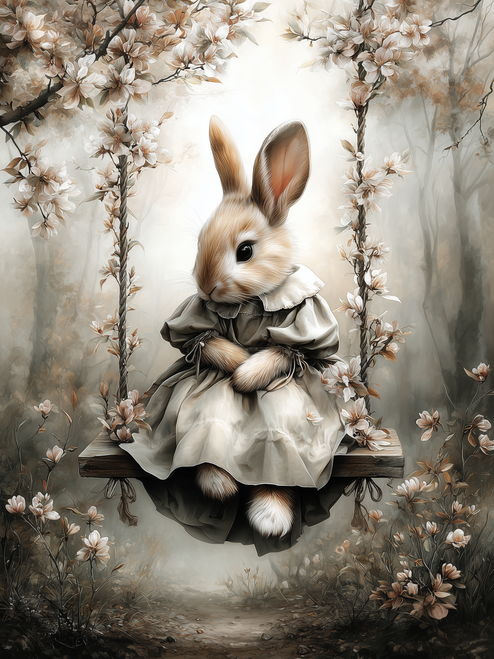 HMK1499B Swinging Bunny Girl Block