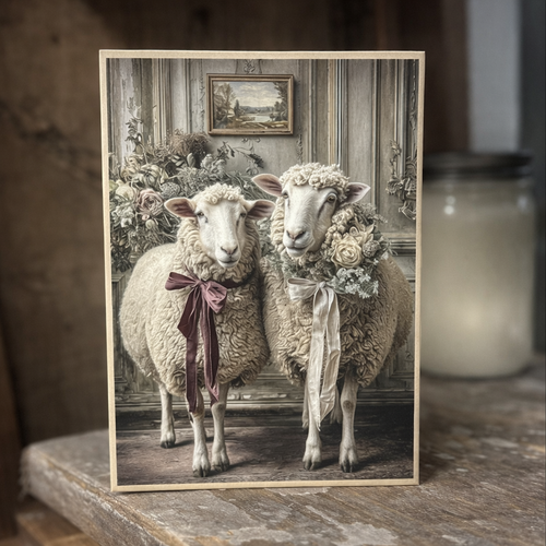 HMK1509B Heirloom Sheep Couple Block