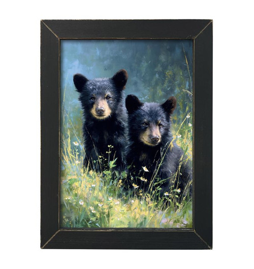 HMK507L Bear and Cubs Art Print | Charming Mama Bear with Playful