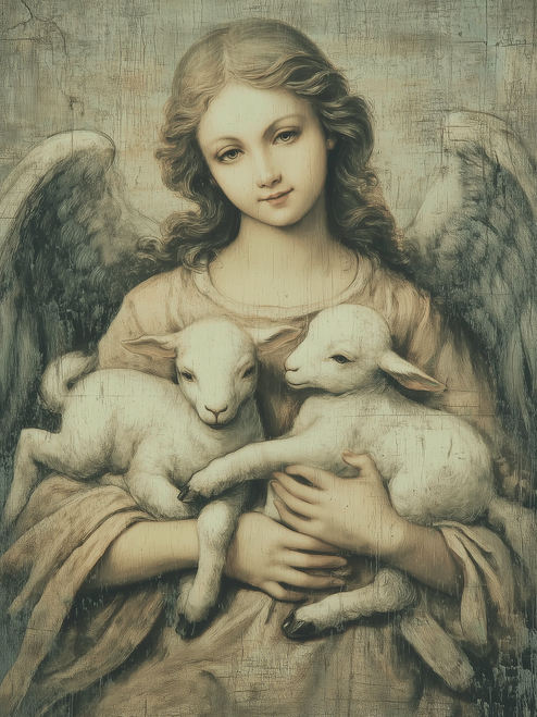 HMK1543B Angel and Lamb Block