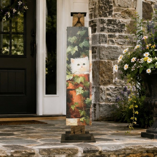 HMK1545P Potted Kitten Porch Sign