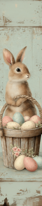 HMK1555P Bunny Egg Basket Porch Sign