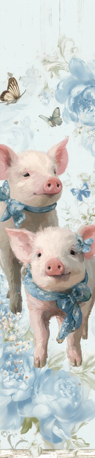 HMK1557P Blue White Pigs Porch Sign