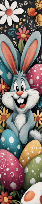 HMK1563P Happy Grey Bunny Porch Sign