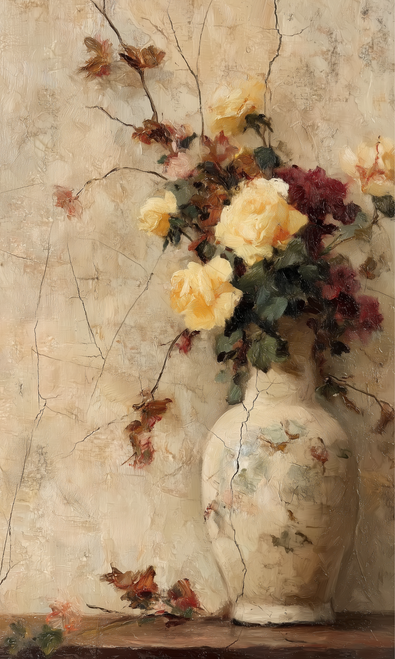 HMK1569A Antiqued Floral Still life Arch Frame