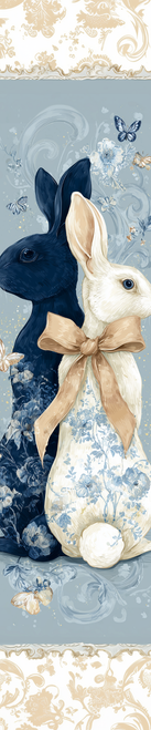 HMK1560P BLUE WHITE BUNNIES PORCH SIGN