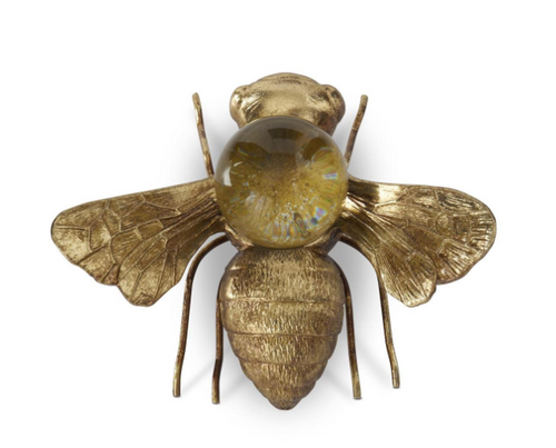 4.75 Inch Gold Metal Bee w/Glass Globe