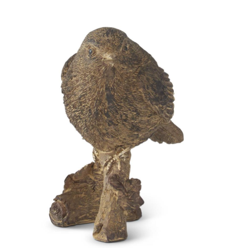 4 Inch Textured Brown & Gold Resin Bird on Branch