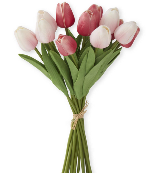 13 Inch Pink/Rose Real Touch Mini Tulip Bundle (12 Stems)