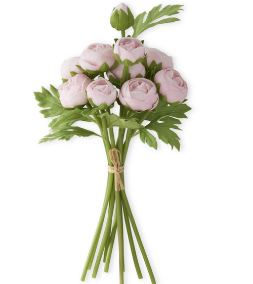 15 Inch Pink Real Touch Ranunculus Bundle (10 Stems)
