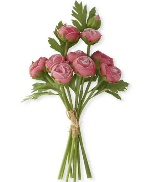 15 Inch Rose Real Touch Ranunculus Bundle (10 Stems)
