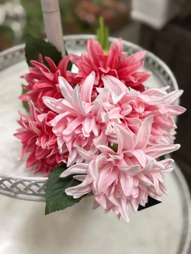 12 Inch Pink Rose Real Touch Dahlia Bundle (6 Stems)