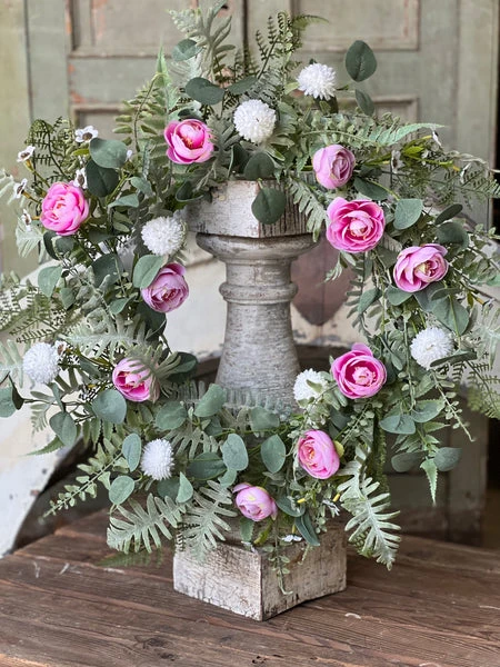 24" BLOOMSBURY HILL WREATH PINK