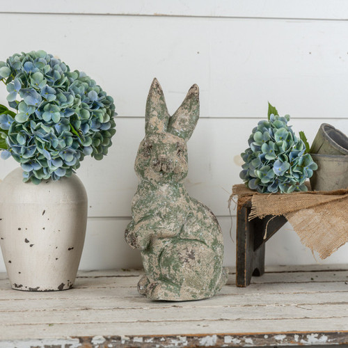 16.75IN AGED GREEN GARDEN BUNNY