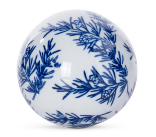 3 Inch Blue & White Ceramic Chinoiserie Ball