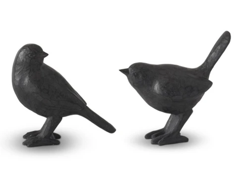 Assorted 4.5 Inch Black Resin Faux Cast Iron Birds (EACH)