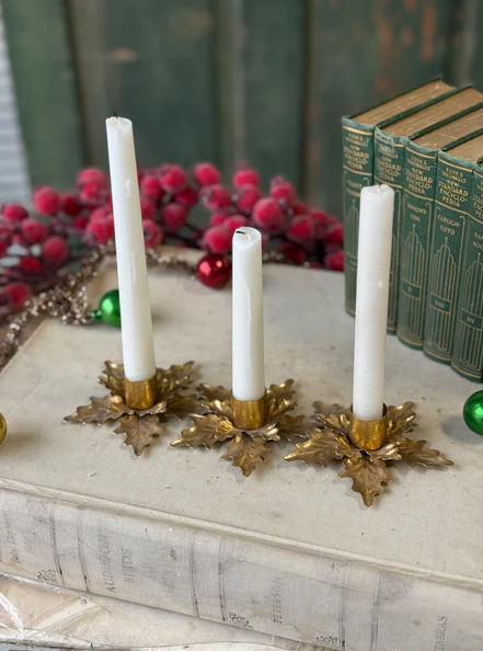 10" Golden Poinsettia Trio Holder