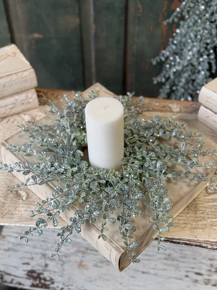 4.5" Glitter Gleam Greens Candle Ring